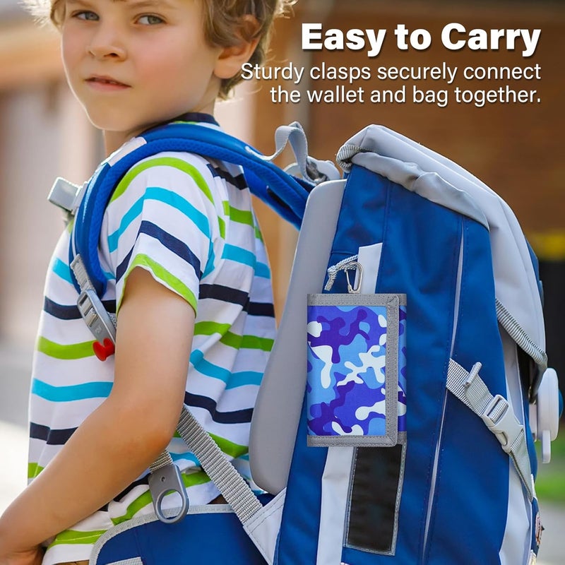 Jonyee Kids Wallet for Boys Ages 5-18, Novelty Trifold Wallet with Key Chain and Zipper Coin Pocket for Teens Children Girls Youth, Camo Wallet with Front Pocket for Outdoors Sports Gifts-Camo Blue - Image 4
